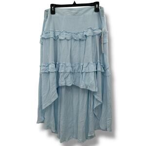 NEW Celebrity Pink Light Blu Tiered High Low Skirt XL Peasant Cottage Coquette